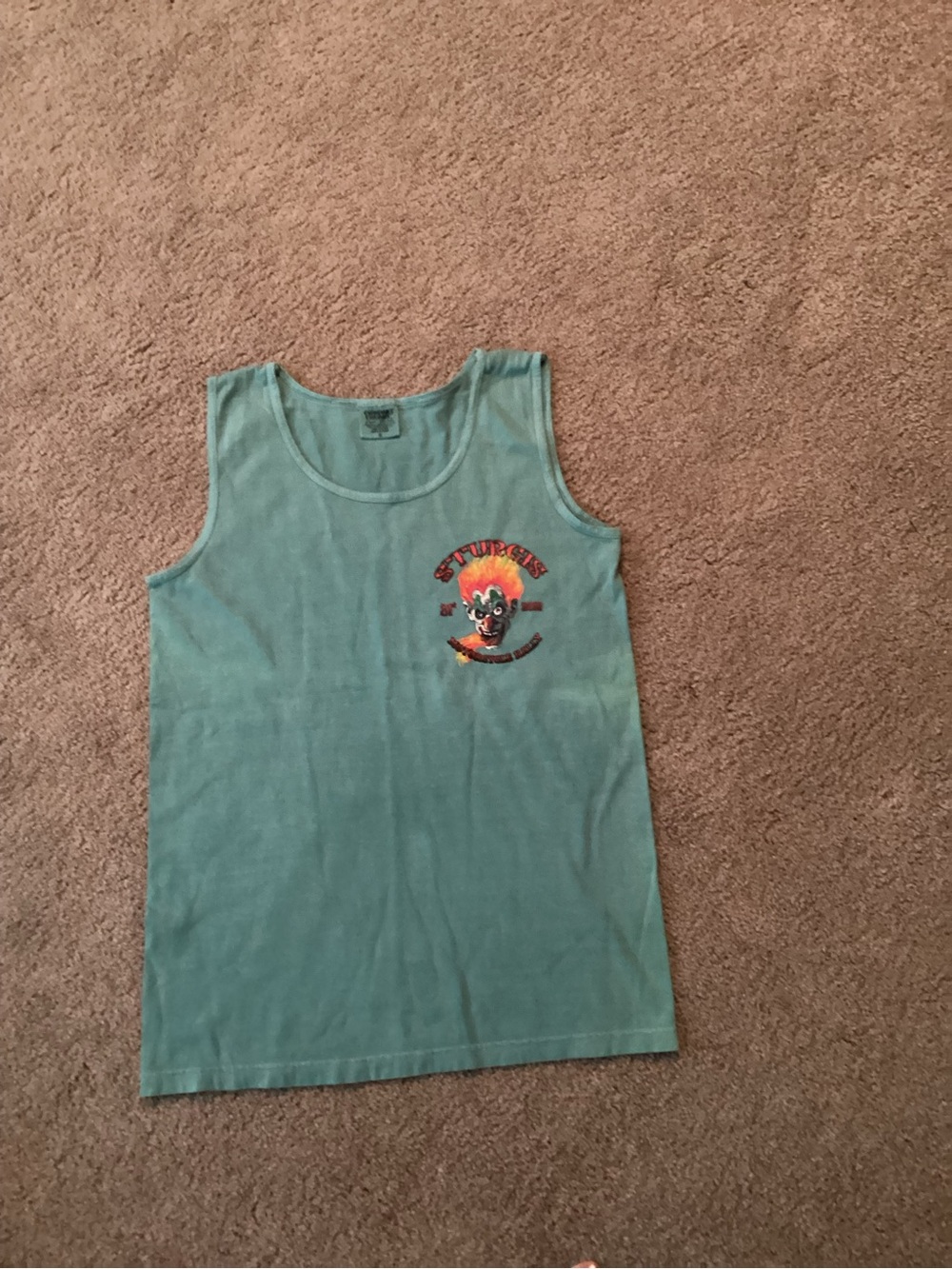 Comfort Colors Teal Tank Top with Flaming Skull Graphic